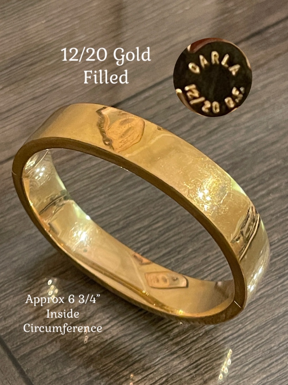 Vintage CARLA 12/20 Gold-Filled Bangle Bracelet 
6 3/4” approx Polished Finish